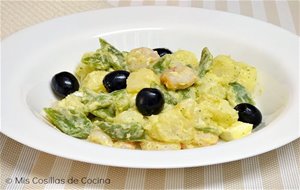 Ensalada De Patatas, Judías Verdes Y Gambas
