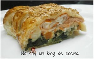 Rollo De Verduras, Salmón Y Queso
