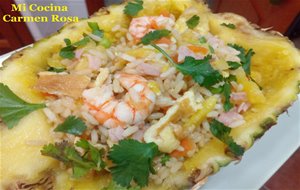 Arroz Jazmin Con Piña Y Langostinos
