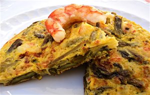 Tortilla De Espárragos Y Langostinos