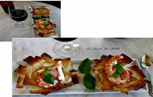 Flores De Pasta Filo,  Con Langostinos
