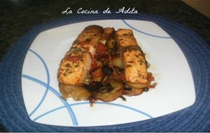 Salmón Al Horno, Sobre Una Rica Cama
