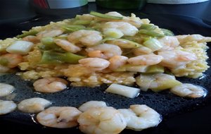 Receta: Arroz Integral Con Ajetes Y Gambas.
