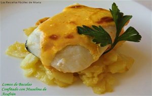 Lomos De Bacalao Confitado Con Muselina De Azafrán