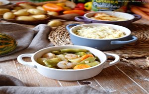 Verduras Salteadas Con Gambas Y Gratinadas