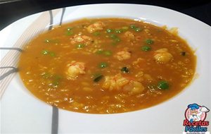 Arroz Caldoso Con Gambas Y Guisantes
			